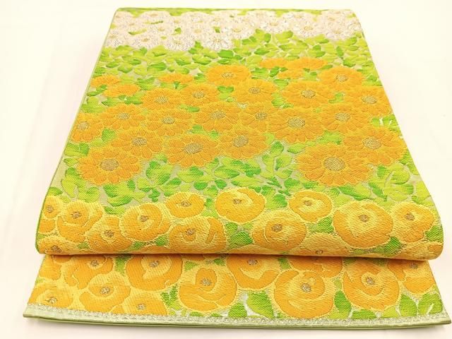 平和屋着物◎六通柄袋帯 唐織 やまとオリジナル 花尽くし 金銀糸 正絹