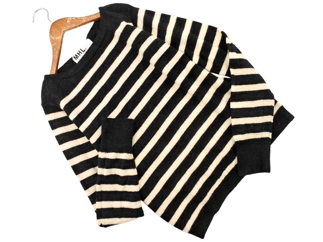 MHL エムエイチエル ウール100% ボーダー ニット セーター sizeⅡ