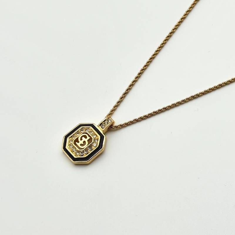 美品 Dior CDロゴ ラインストーン ネックレス ゴールド クリスチャン