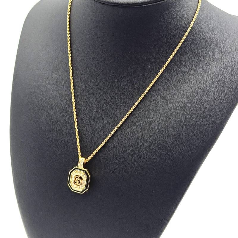 美品 Dior CDロゴ ラインストーン ネックレス ゴールド クリスチャン