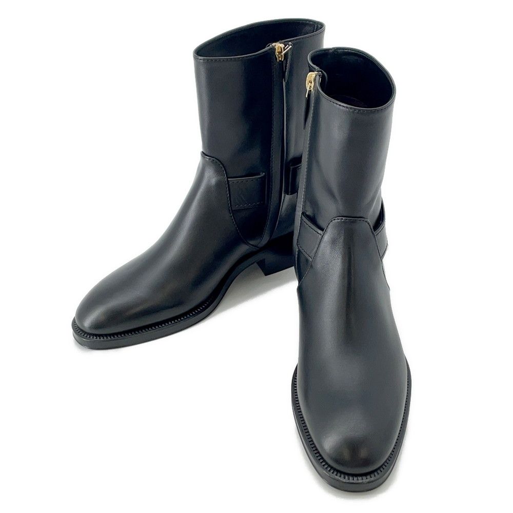 シャネル ショートブーツ ココマーク チェーン レザー レディース