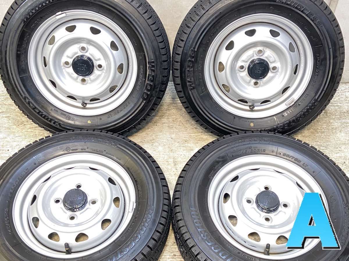 145/80R12 80/78LT ブリヂストン W300 JECT T3 12x3.5 100-4穴 中古