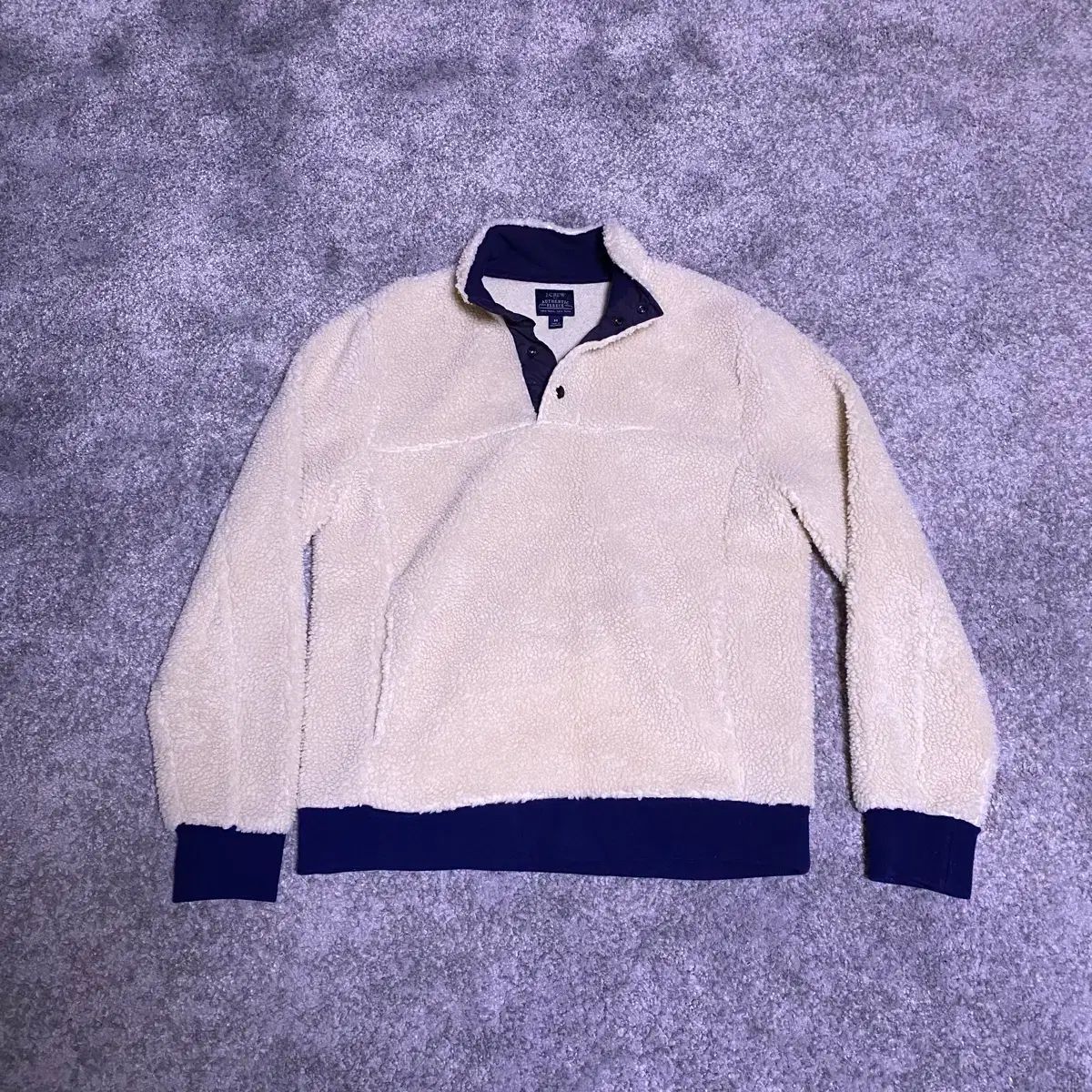 M ジェイクルー メンズ シェルパ プルオーバー フリース ジャケット アイボリー