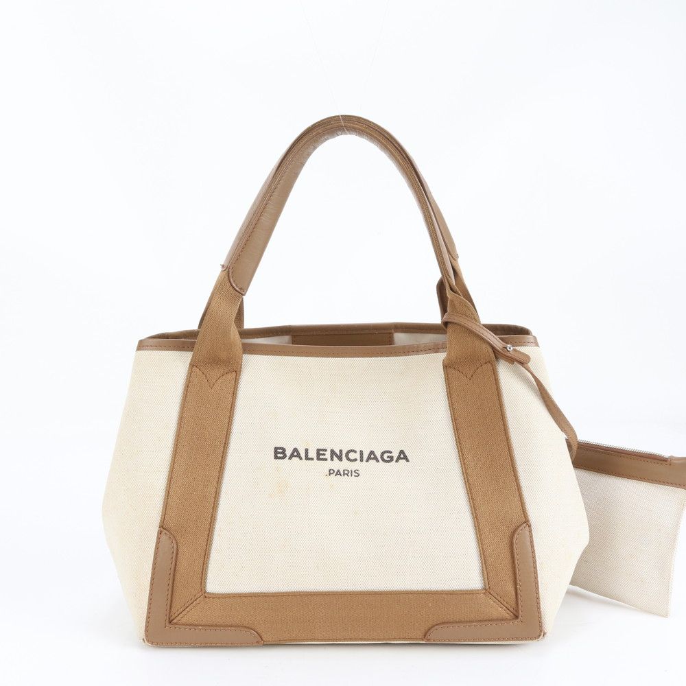 美品 バレンシアガ ネイビー カバス 339933 レザー トート バッグ