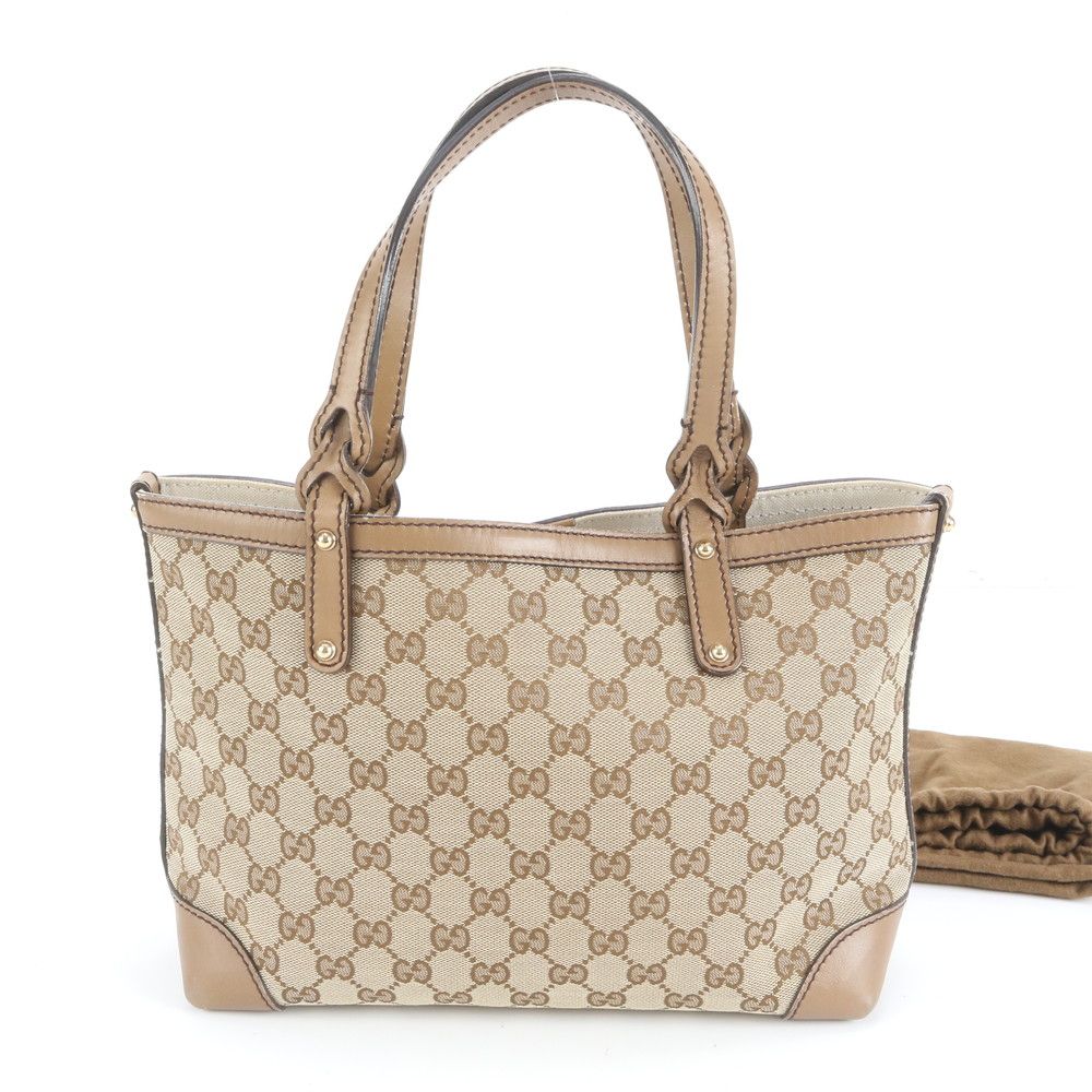 極美品 グッチ GGキャンバス ベージュ レザー トート バッグ 肩掛け