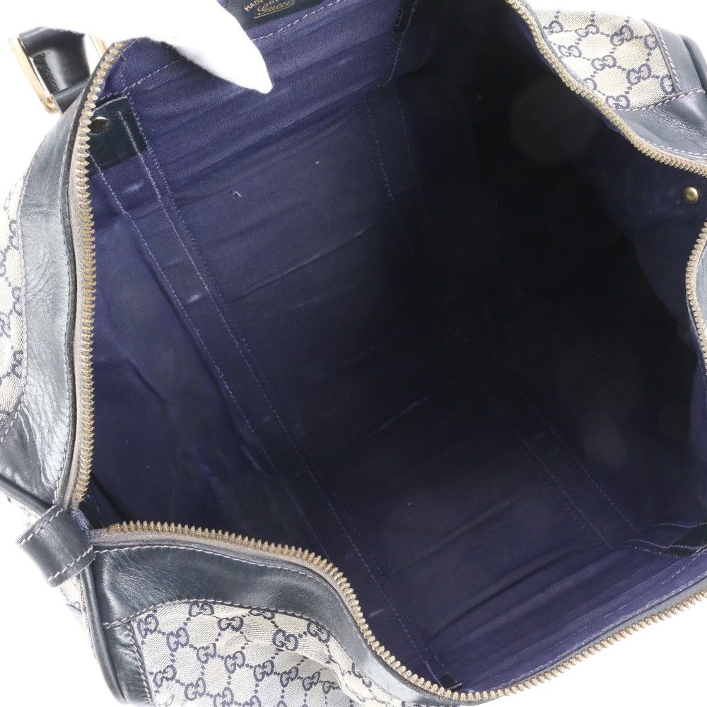 美品 グッチ GGキャンバス シェリー ライン レザー ボストン バッグ