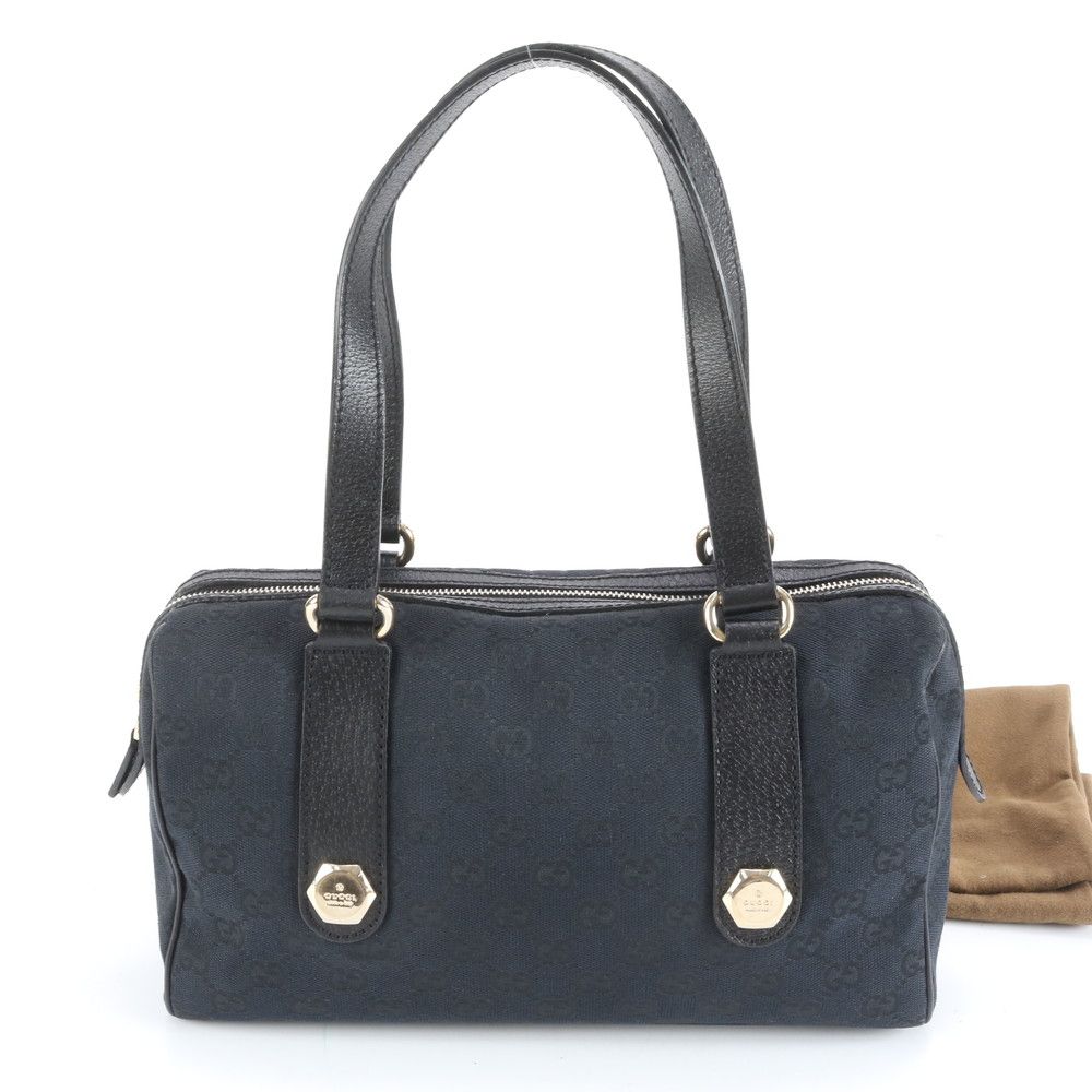 【美品】GUCCI グッチ ボストンバッグ GG柄 ナイロン×レザー ブラック 極美品 グッチ GGキャンバス ミニ ボストン 152457 レザー ショルダー