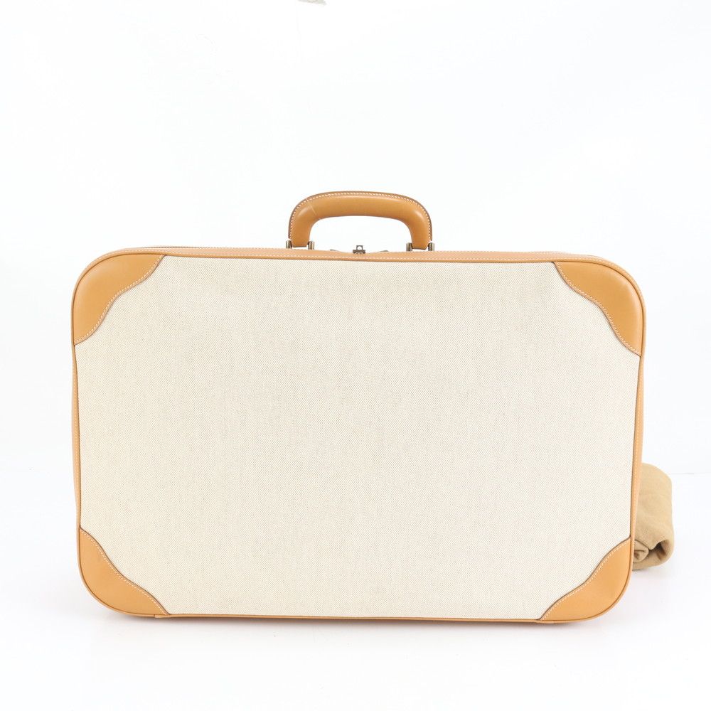 極美品 エルメス 〇W 刻印 トワルアッシュ レザー キャンバス トランク