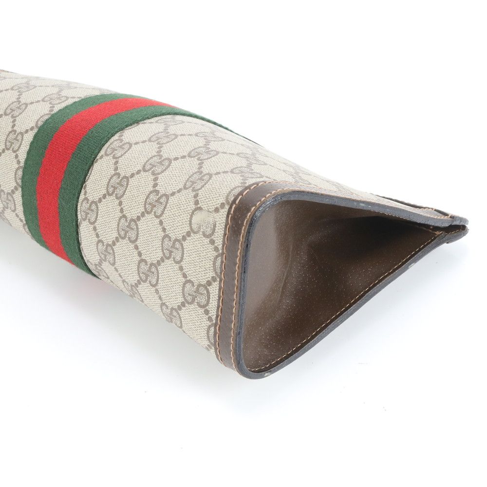 美品 グッチ GGスプリーム シェリー ライン レザー セカンドバッグ