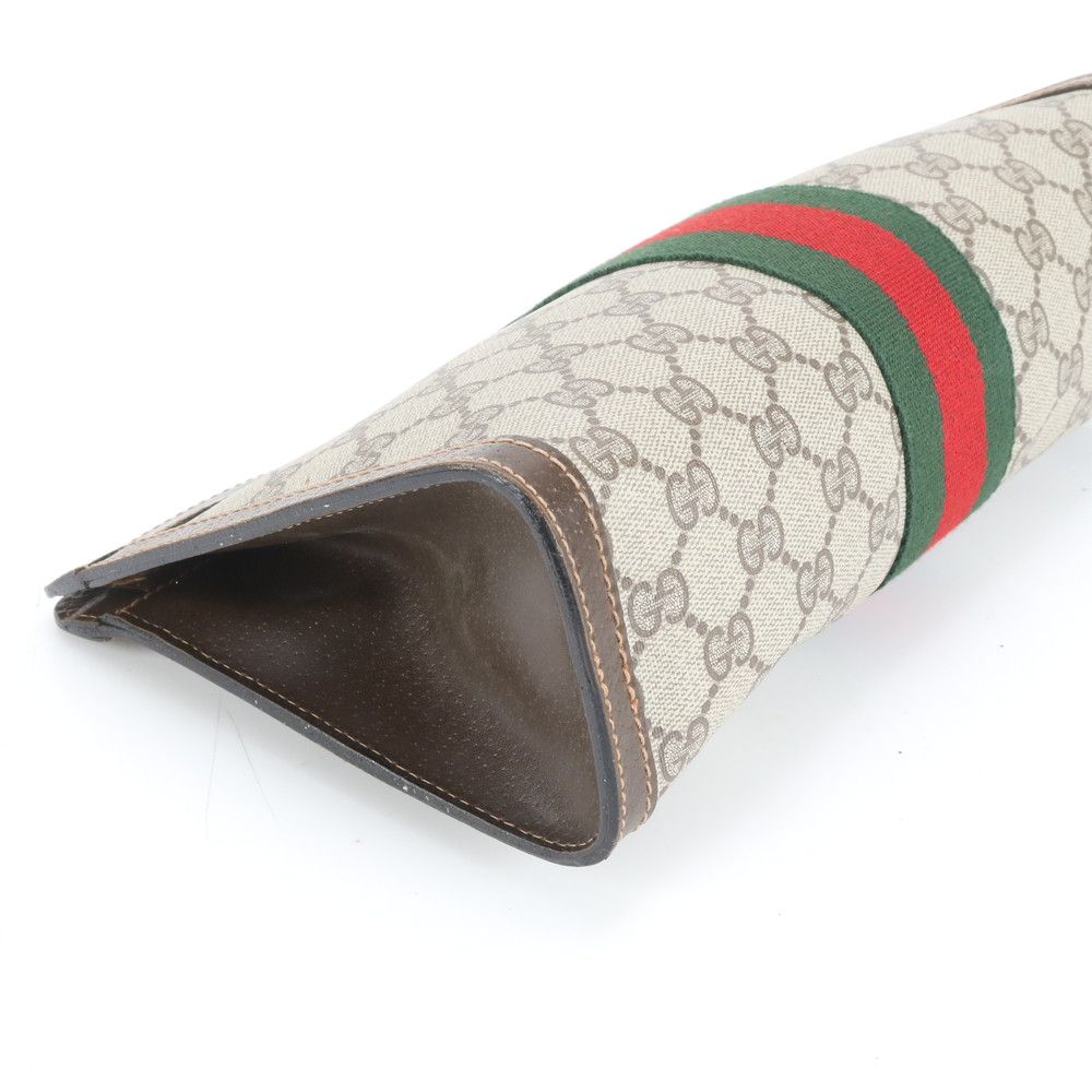 美品 グッチ GGスプリーム シェリー ライン レザー セカンドバッグ