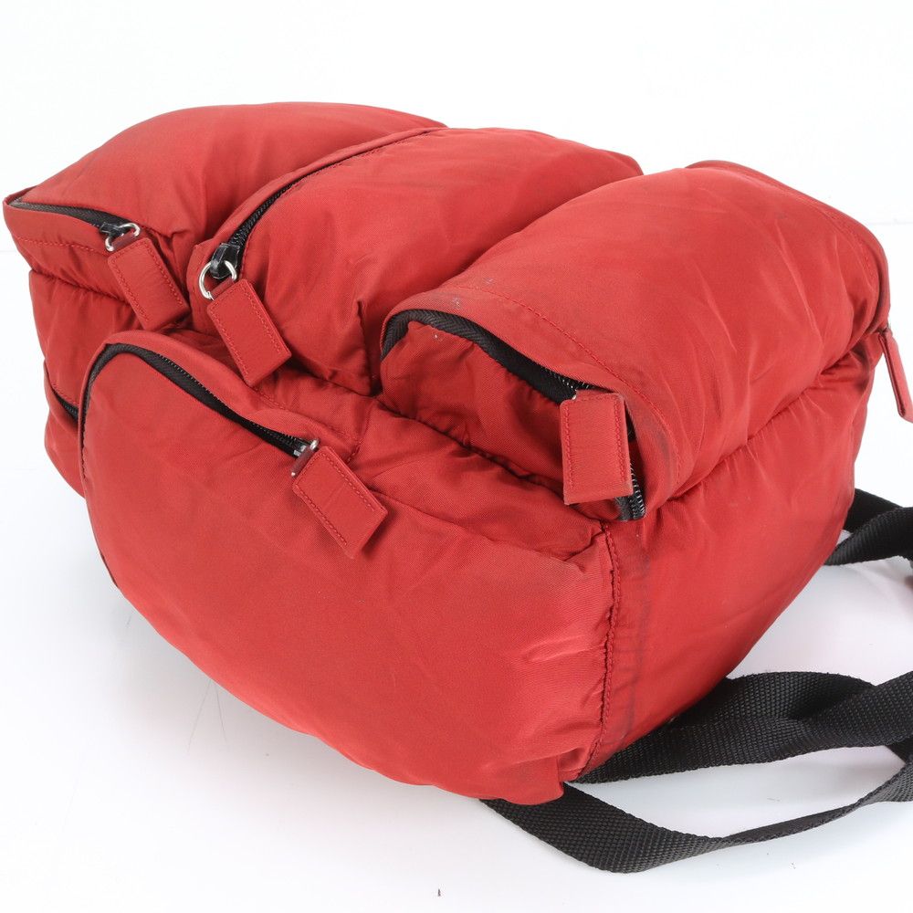 極美品 プラダ テスート ナイロン トライアングルロゴ レッド リュック