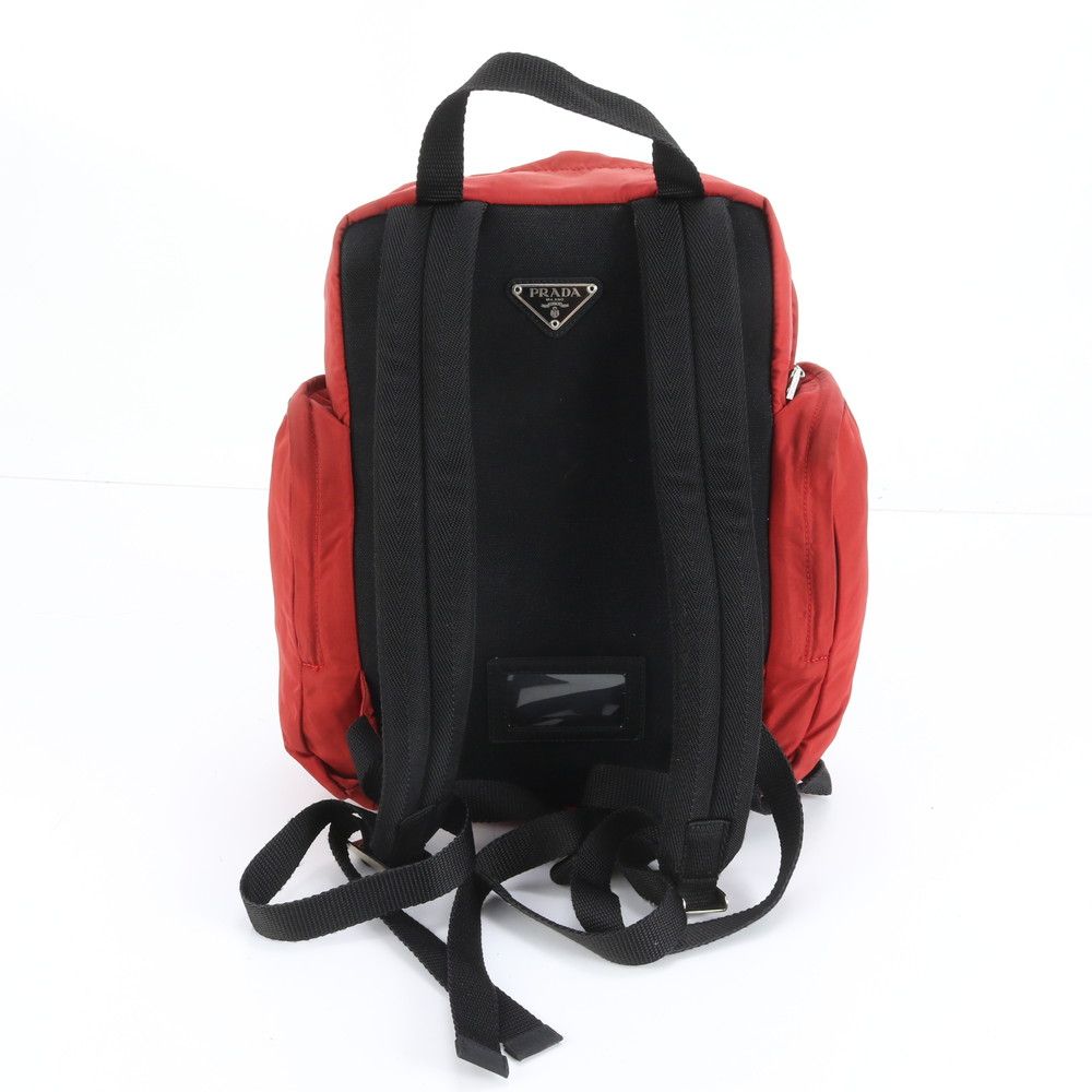 極美品 プラダ テスート ナイロン トライアングルロゴ レッド リュック