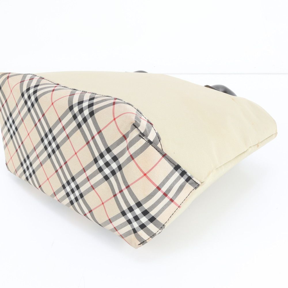 美品 バーバリー ノバ チェック レザー ナイロン トート バッグ 肩掛け