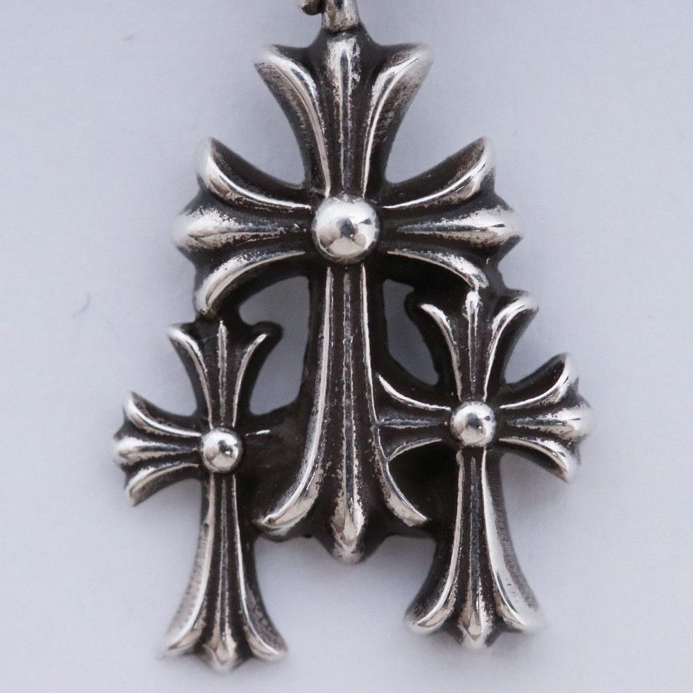 CHROME HEARTS 3 CHクロスドロップイヤリング シルバー