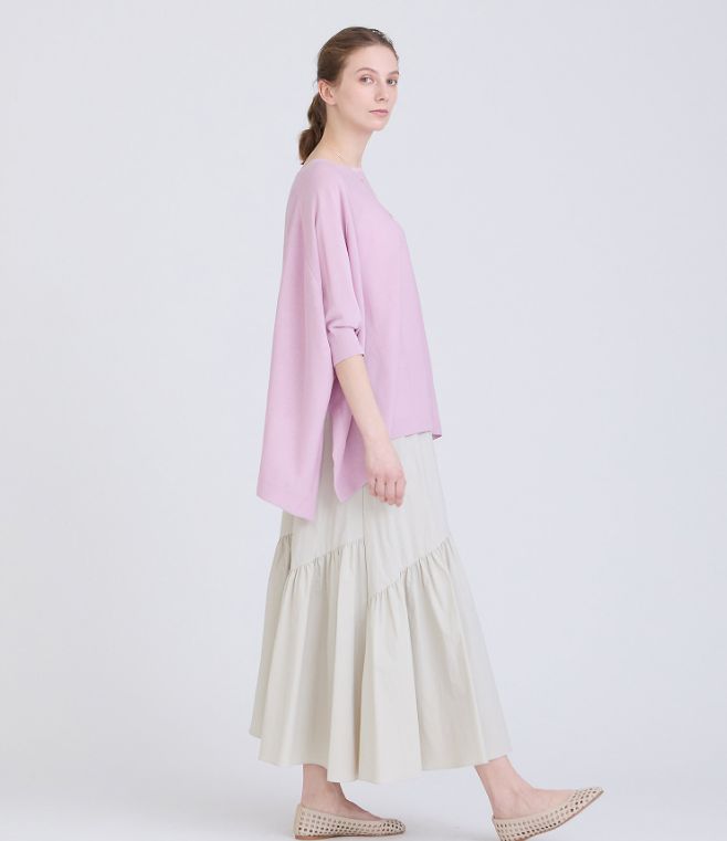  ハウスオブロータス ナイロンタスランティアードスカート フ M フレアスカート ロングスカート