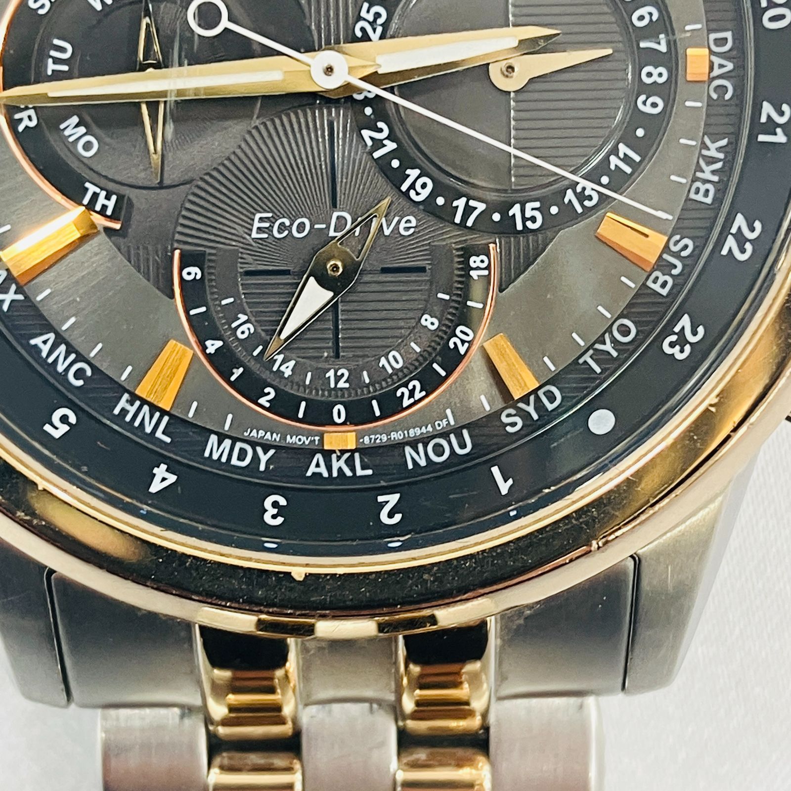 A 稼働 CITIZEN シチズン EcoDrive 8729 R 005804 ソーラ時計 メンズ エコドライブ デイデイト表示