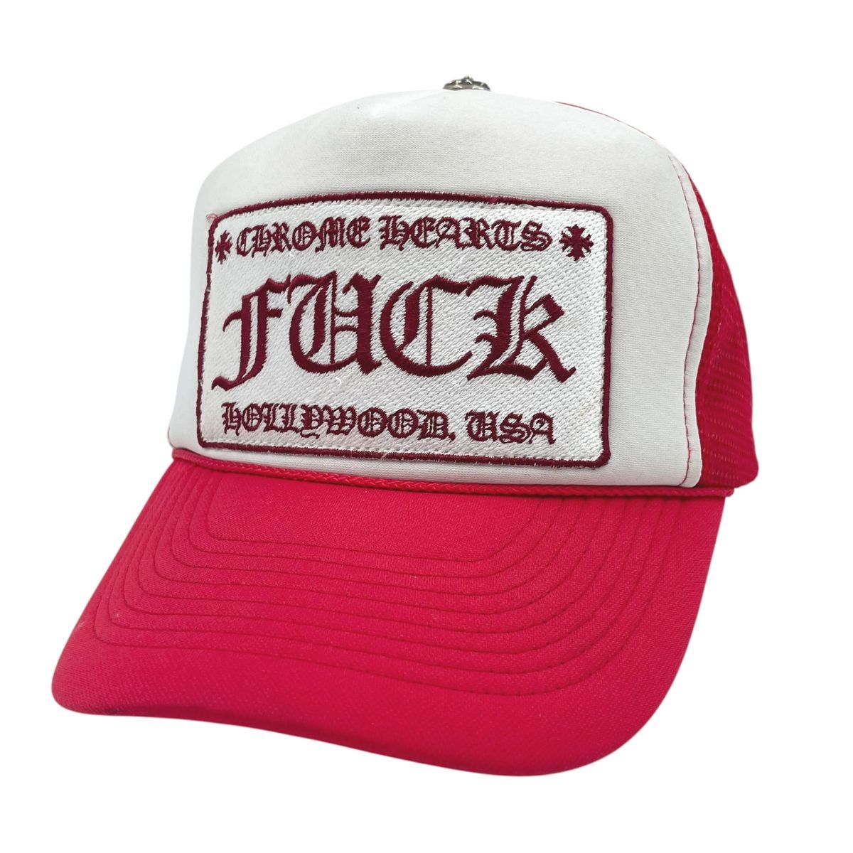 中古】 CHROME HEARTS クロムハーツ トラッカーキャップ レッド FUCK