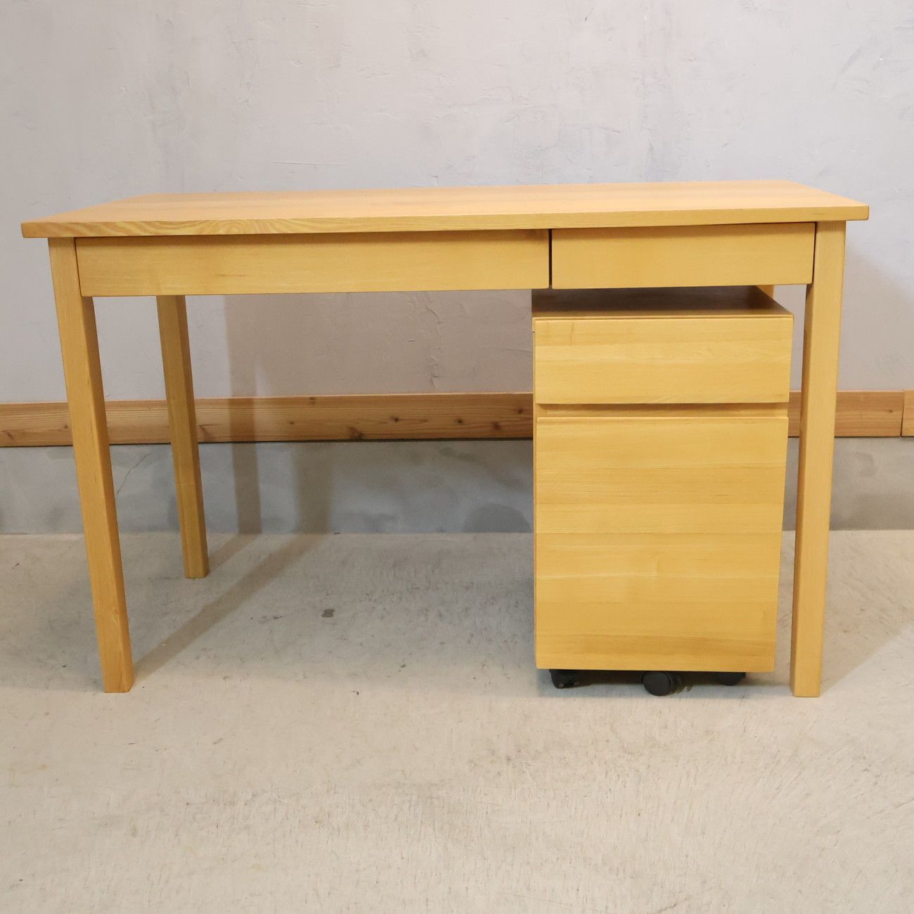 無印良品 MUJI タモ材 パーソナルデスク&ワゴン シンプル 引出し付
