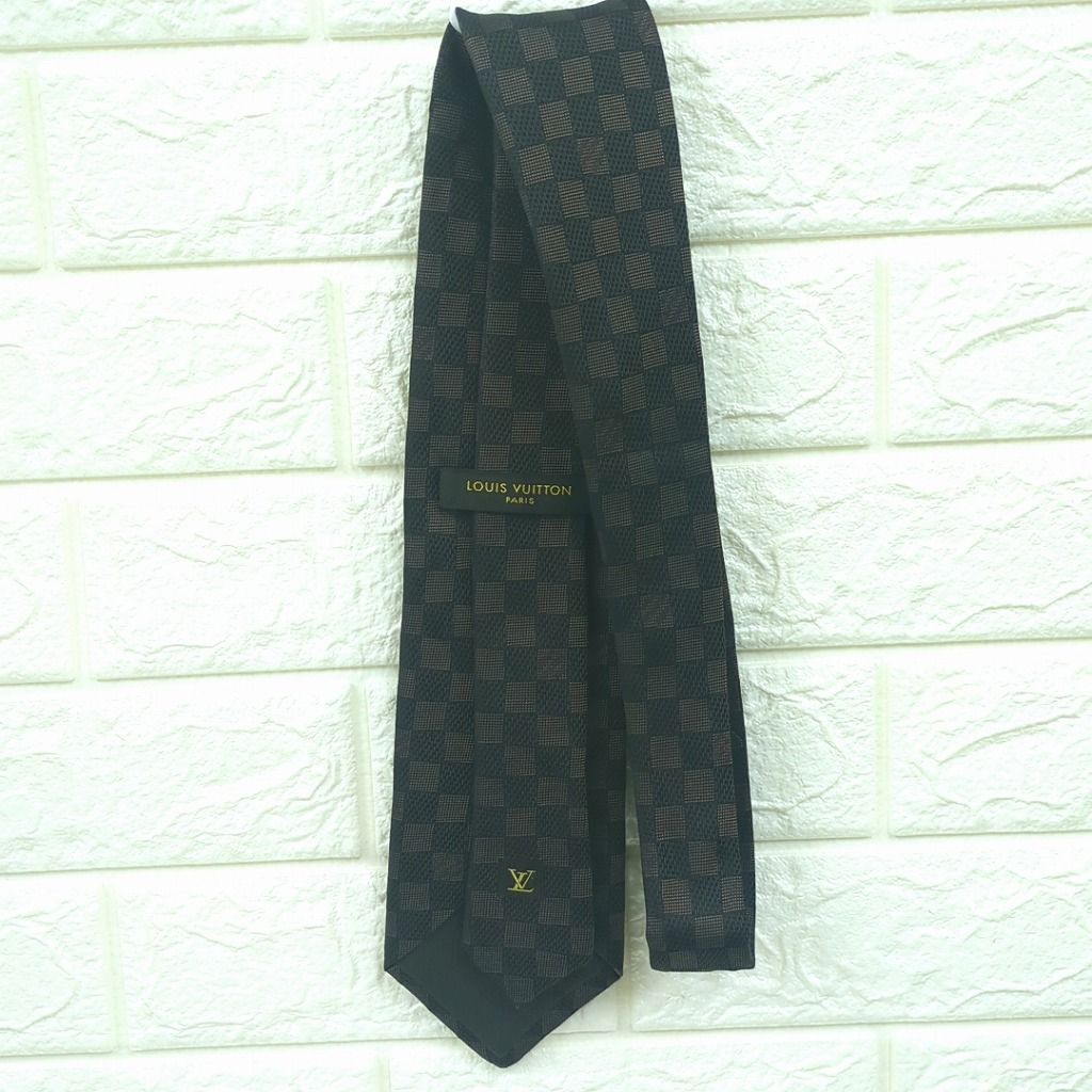 ルイ ヴィトン ネクタイ クラヴァット ダミエ シルク100% ブラウン