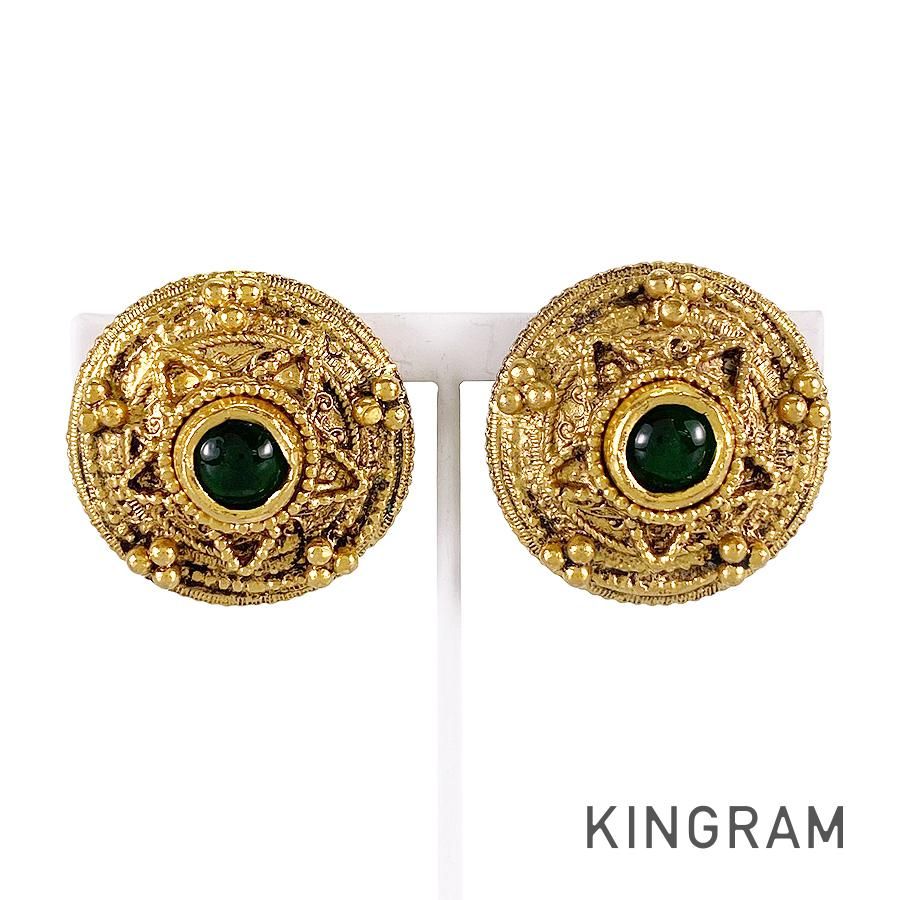 シャネル CHANEL GP グリーンストーン イヤリング st