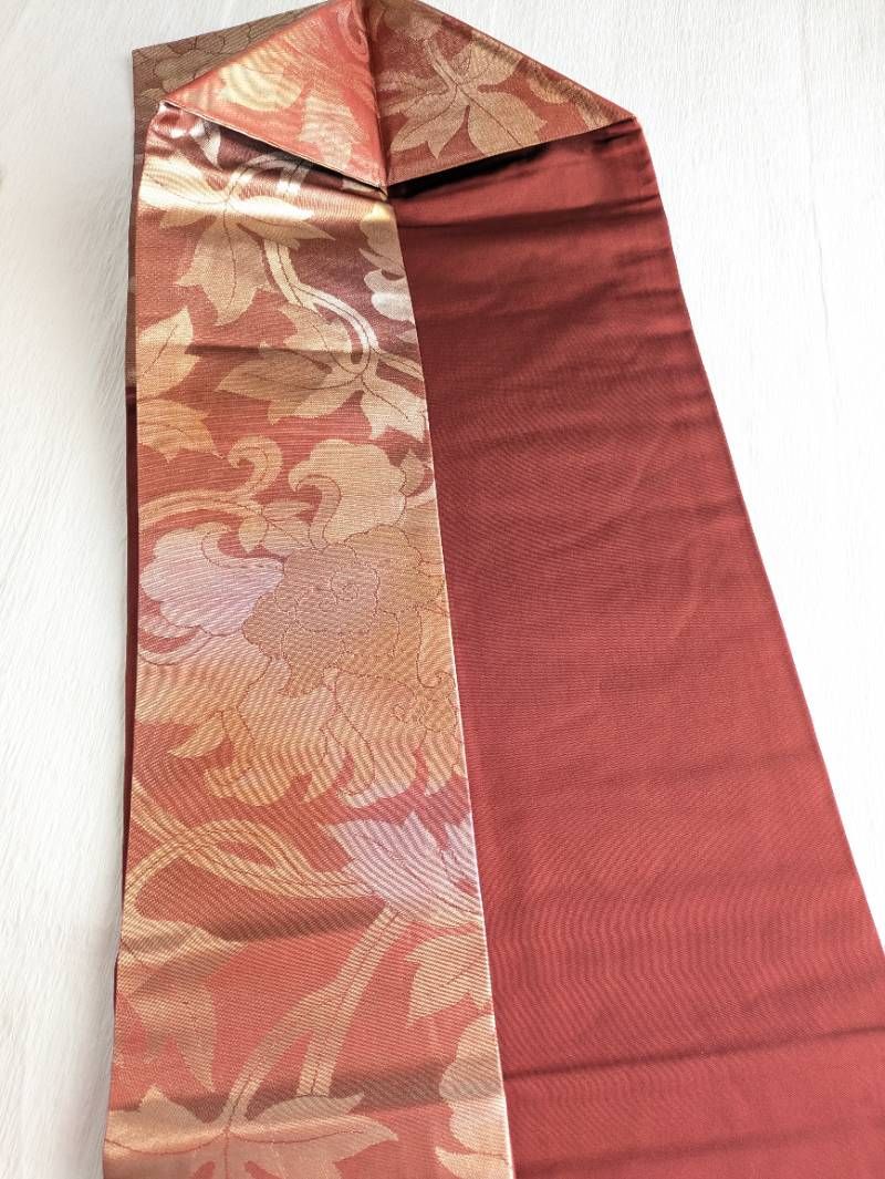 美品☆名古屋帯 本金入り 花唐草 ぼかし 正絹 名古屋仕立て 074 - メルカリ