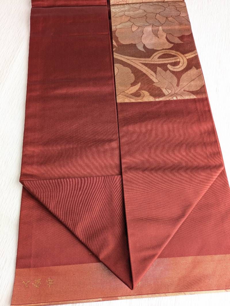 美品☆名古屋帯 本金入り 花唐草 ぼかし 正絹 名古屋仕立て 074 - メルカリ