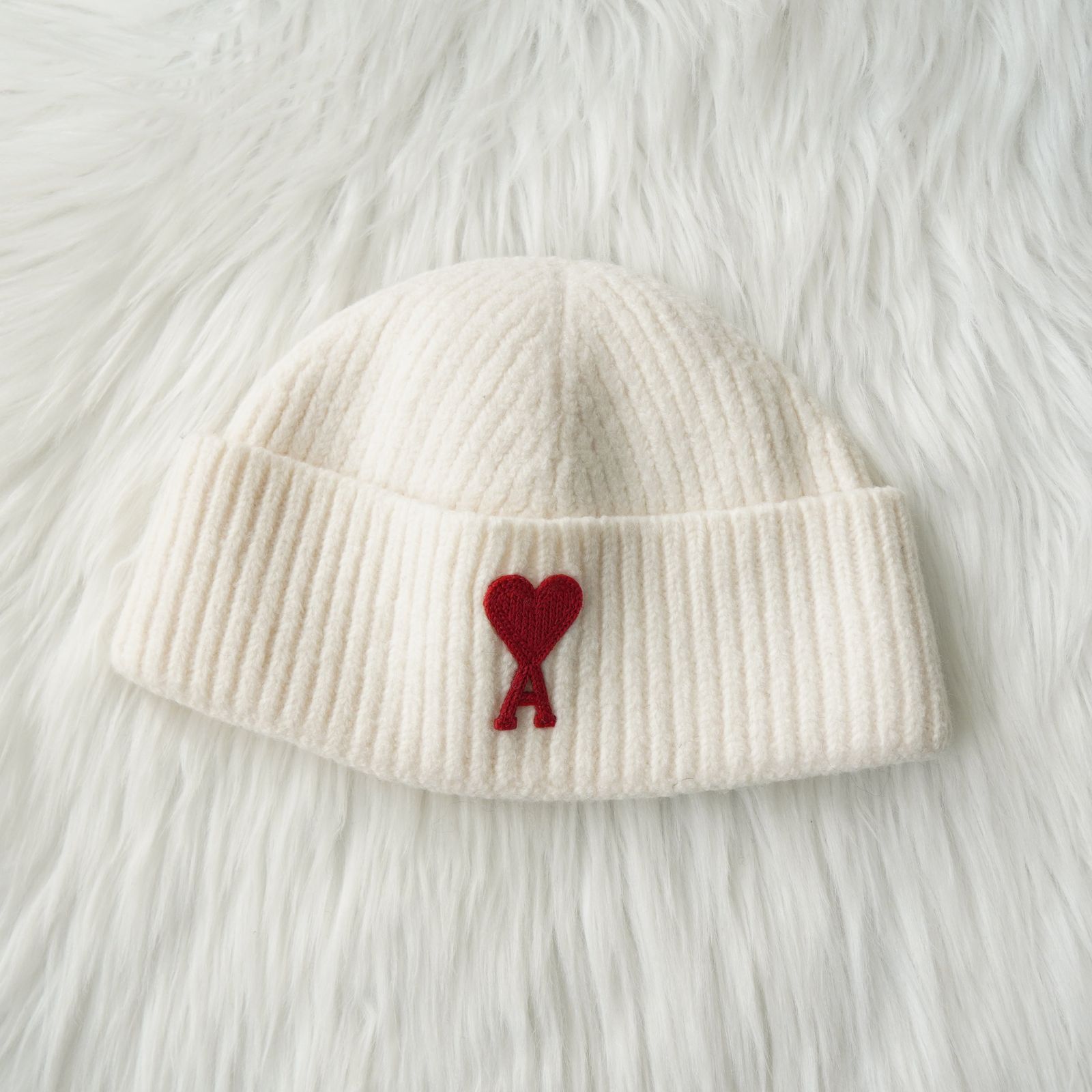 アミパリ アミ パリス ハートロゴ ウール ニット帽 ビーニー