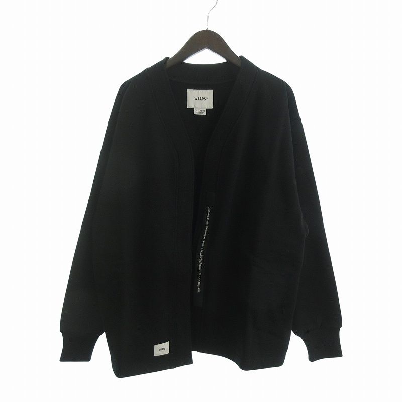 ダブルタップス WTAPS タグ付き 23SS Clasper Sweater Cotton Black カーディガン 長袖 ボタンレス コットン 裏毛 231ATDT-CSM15 黒 ブラック 03