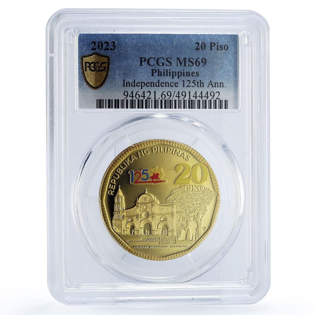 フィリピン 20ピソ 独立125周年記念 政治 MS69 PCGS コイン 2023