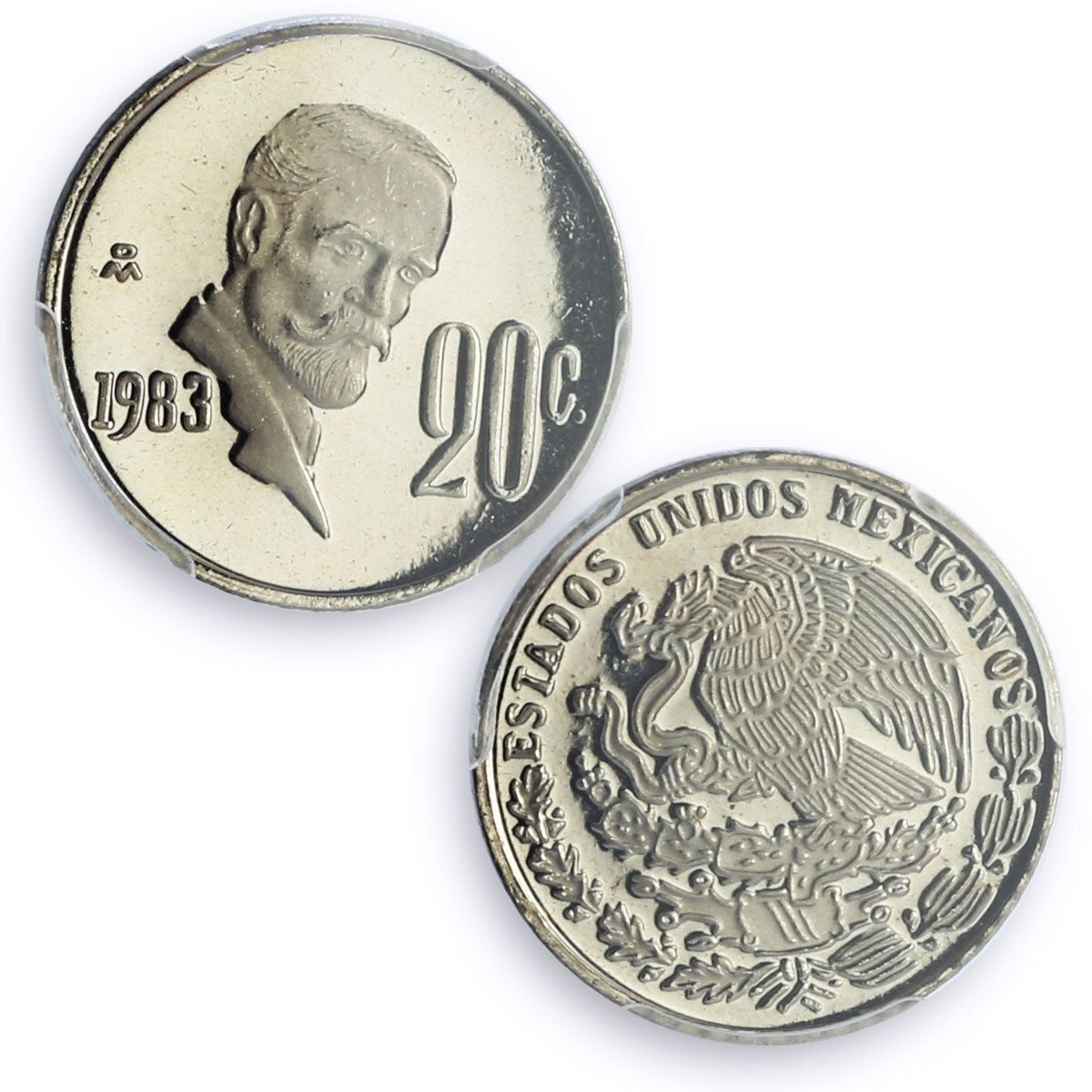 メキシコ 20 センタボ共和国硬貨フランシスコ マデロ PR67 PCGS CuNi