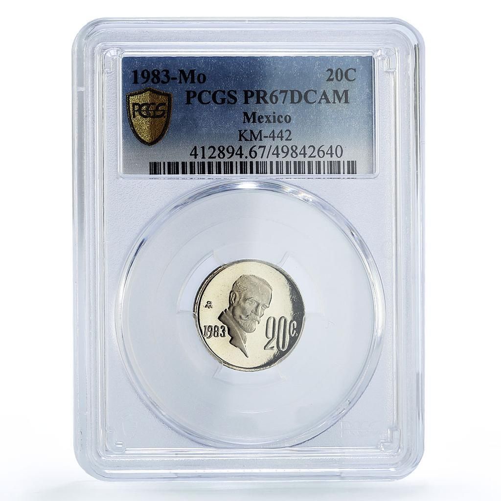 メキシコ 20 センタボ共和国硬貨フランシスコ マデロ PR67 PCGS CuNi