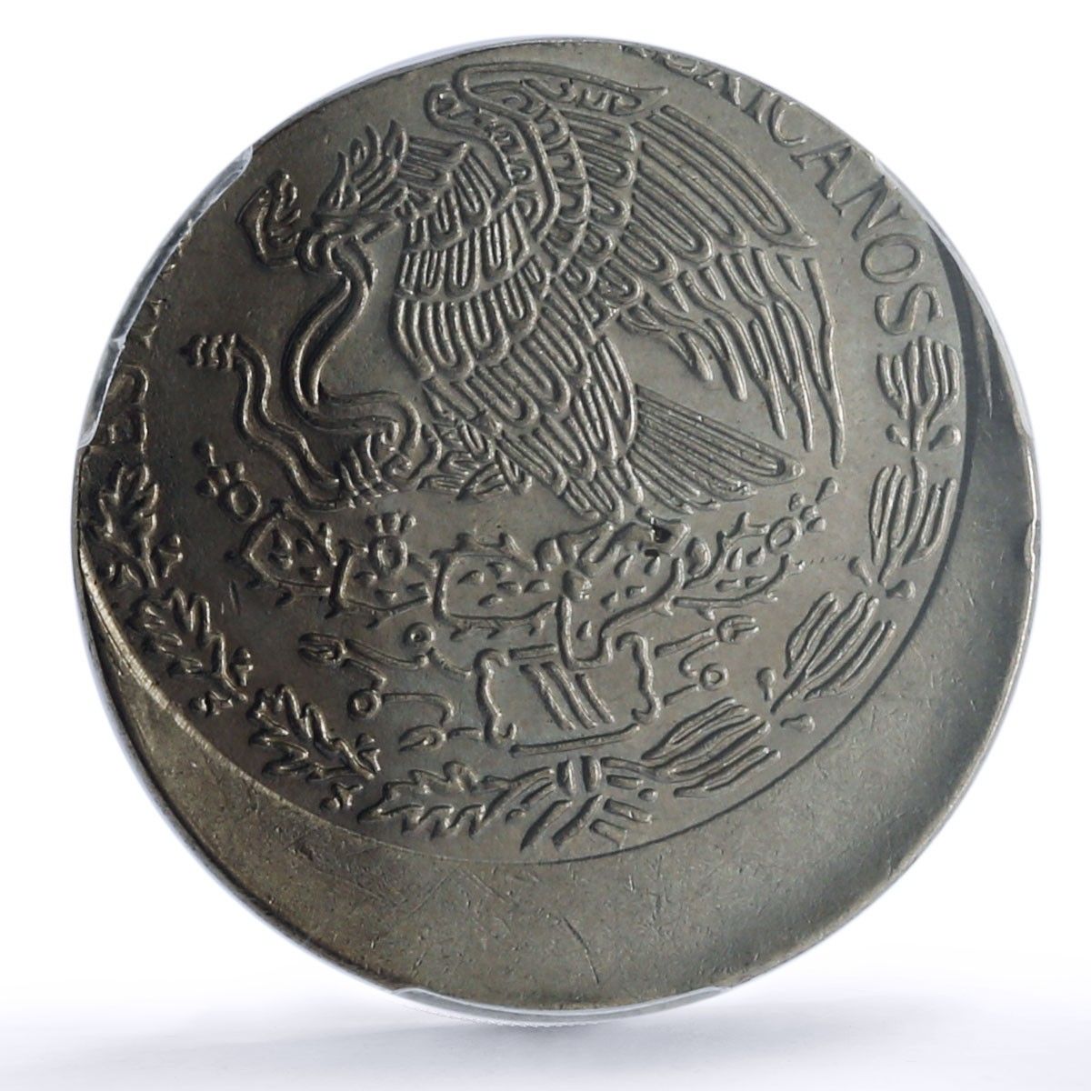 エラーコイン　メキシコ銀貨 メキシコ 1ペソ 共和国 中心からずれたエラー刻印 MS 62 PCGS CuNi