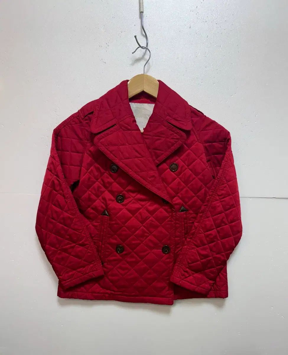 バーバリー キッズ レッド キルティング ダブル ボタン ジャケット 10y 140cm