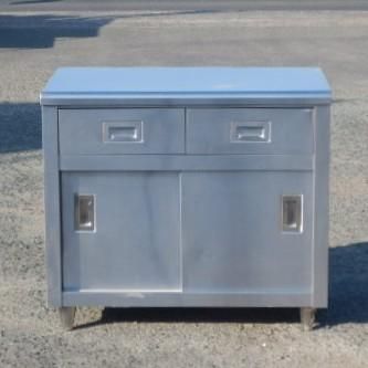 業務用 ステンレス 引出付 調理台 扉付き 作業台 W 910 D 600 H 800 mm 厨房 片面 引違戸 食器庫 引き出し付 91 cm 隙間