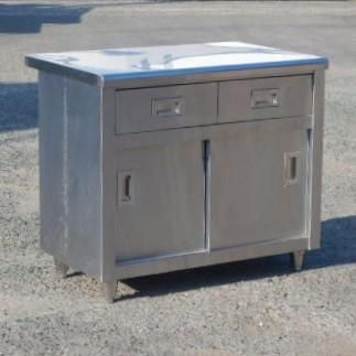  業務用 ステンレス 引出付 調理台 扉付き 作業台 W 910 D 600 H 800 mm 厨房 片面 引違戸 食器庫 引き出し付 91 cm 隙間 スプーン セット皿 キッチンラック キッチン収納 ラック