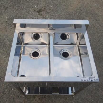 業務用 ステンレス 2槽 シンク W 750 D 600 H 800 90 mm 厨房 槽内寸W 32 47深23 cm 9