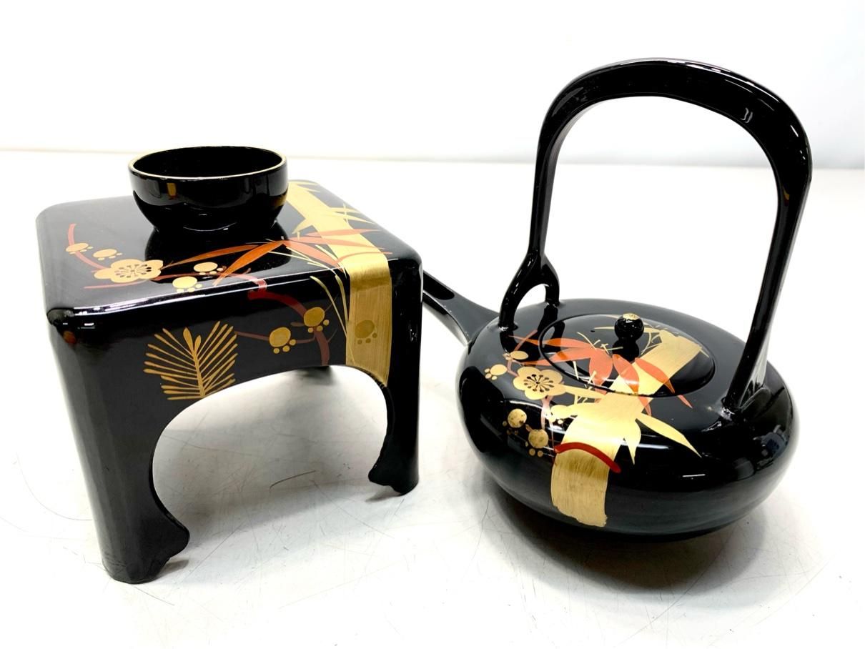 未使用 お屠蘇セット 屠蘇器 銚子 酒器 漆器 うるし 金彩 ヴィンテージ