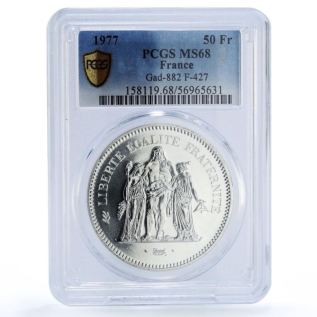フランス 50フラン ヘラクレス Gad-882 F-427 KM-941 MS 68 PCGS 銀貨