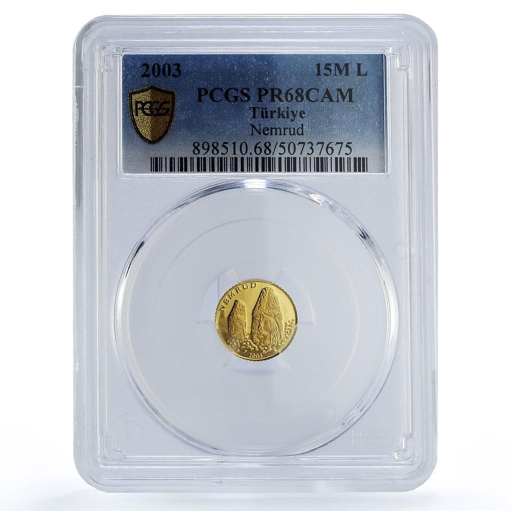 トルコ 1500万リラ ネムルド 彫刻 美術史 PR68 PCGS 金貨 2003年 トルコ 1500万リラ ネムルド 彫刻 美術史 PR68 PCGS 金貨 2003年
