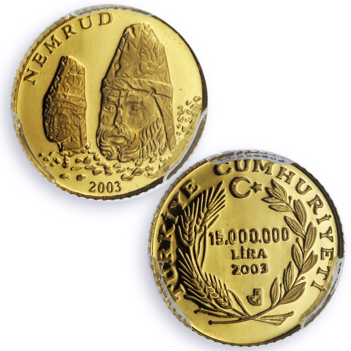 トルコ 1500万リラ ネムルド 彫刻 美術史 PR68 PCGS 金貨 2003年 トルコ 1500万リラ ネムルド 彫刻 美術史 PR68 PCGS 金貨 2003年