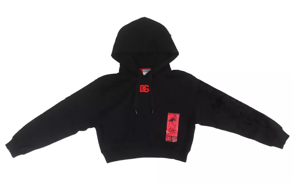 衣類 釘崎野薔薇 クロップド フーディ ブラック ドルチェ＆ガッバーナ×呪術廻戦