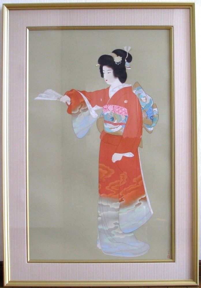 真作 上村松園画 「序の舞」 シルクスクリーン 30号 限定380部 【EA