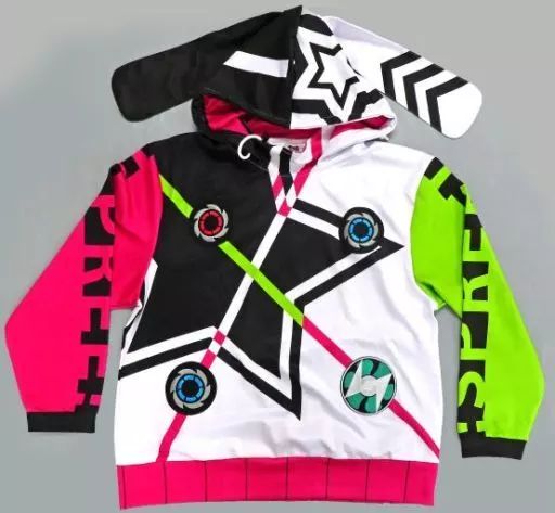 衣類 ツインターボ パーカー 男性用フリーサイズ ホワイト×グリーン×ピンク ウマ娘 プリティーダービー