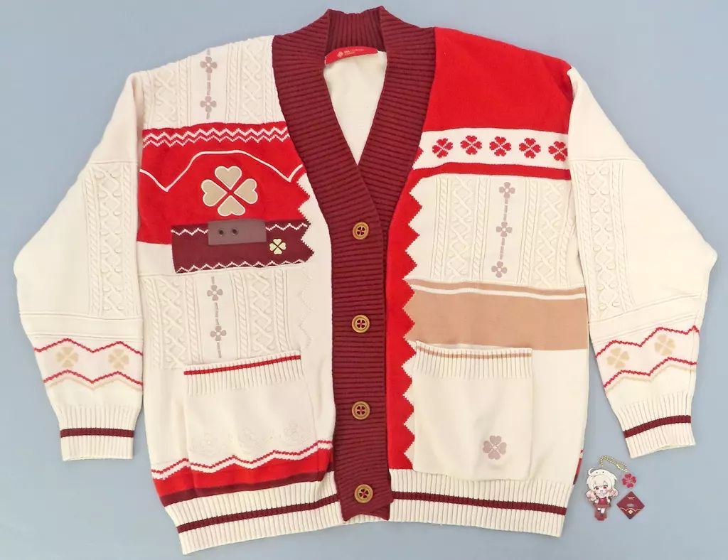 アウターウェア クレー キャライメージシリーズ カーディガン アクリルスタンドキーホルダー付き ホワイト×レッド Lサイズ 原神