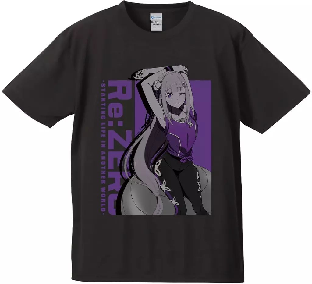 【中古】Tシャツ エミリア Tシャツ ブラック XLサイズ 「Re：ゼロから始める異世界生活」
