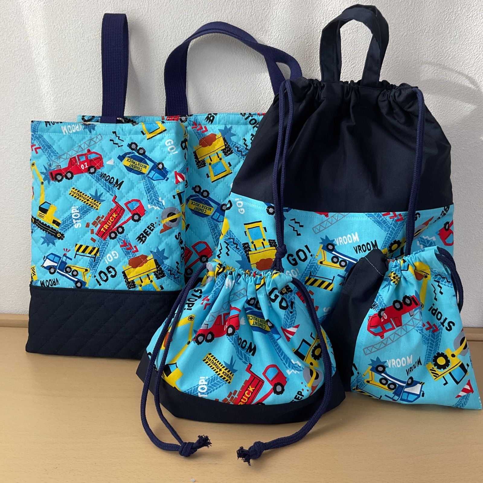 入園入学5点セット ハンドメイド男の子 レッスンバッグ シューズケース