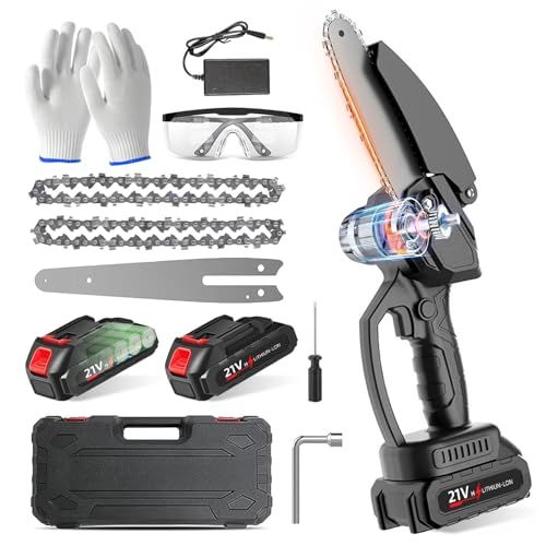 チェーンソー 充電式 2025新登場 電動 小型 6インチ 21 V 大容量バッテリー ミニチェー ンソー 有効切り長さ15 cm 片手 軽量 強力 コードレス 替え刃 木工切断 薪作り 園芸設備 枝切り 庭木の剪定 竹の伐採等 日本語