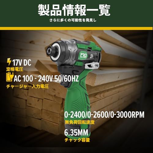 2025新研発 Prostormer 17 V インパクトドライバー 工具セット ブラシレスモーター 円形LED 超高輝度 締付工具 軽量 コードレス 充電式 正逆転切替 無段変速 LEDライト 最大トルク140 N m 2000ｍAh e 74 ef 39 d