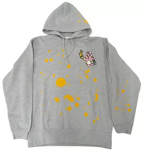 アウターウェア おぱんちゅうさぎ ペンキ 刺繍ペイントパーカー グレー Lサイズ おぱんちゅうさぎ展