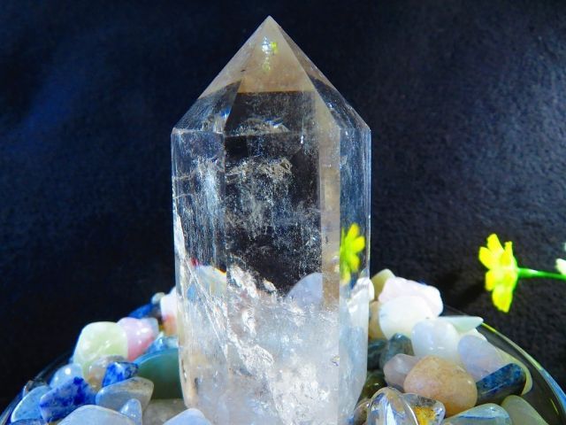 浄化済み☆天然高透明水晶☆藍針入りポイント☆さざれ石三点セット